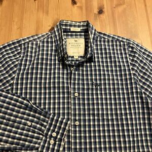 Kingsley Heath Mens Muscle Fit Gingham Button Down Shirt Blue White‎ Size M